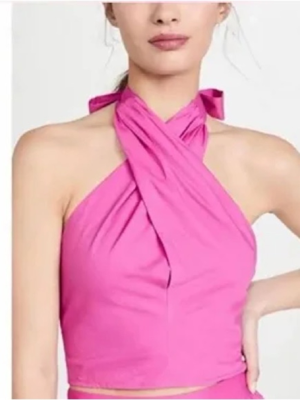 STAUD Kai Pink Crossover Halter Top
